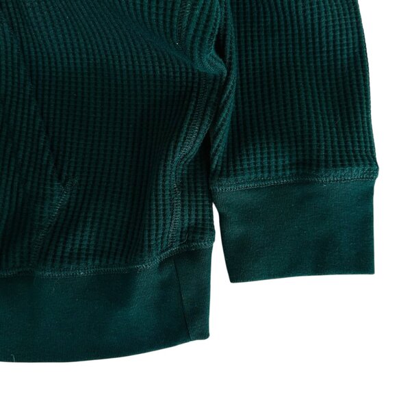 American Eagle Men's Size L Thermal Waffle Knit Green Hoodie Shirt - Picture 3 of 6